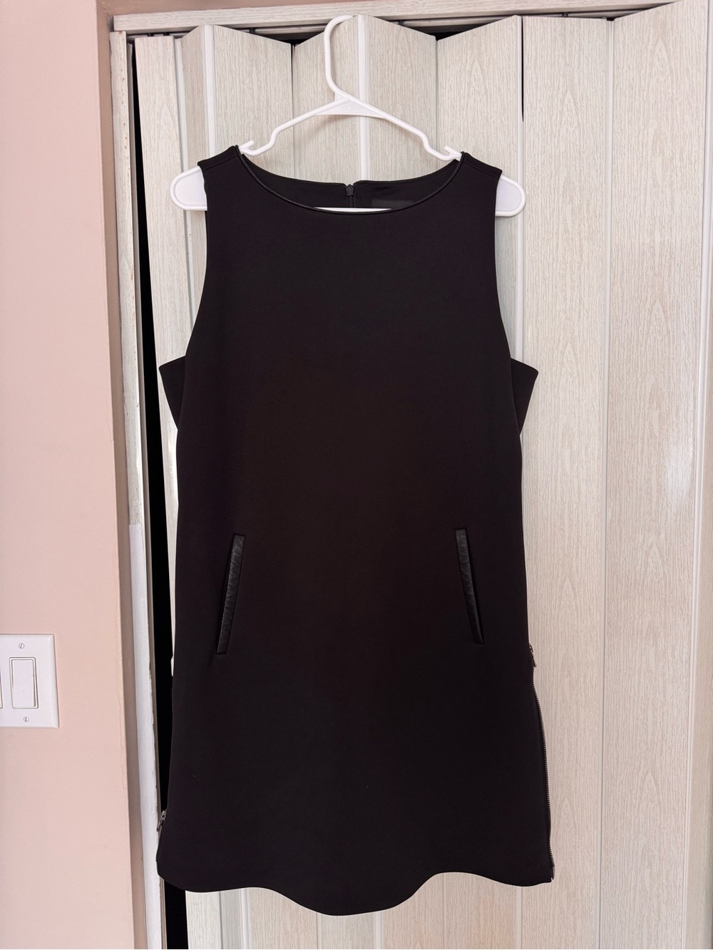 Emporio Armani dress with side zippers and leather trim
